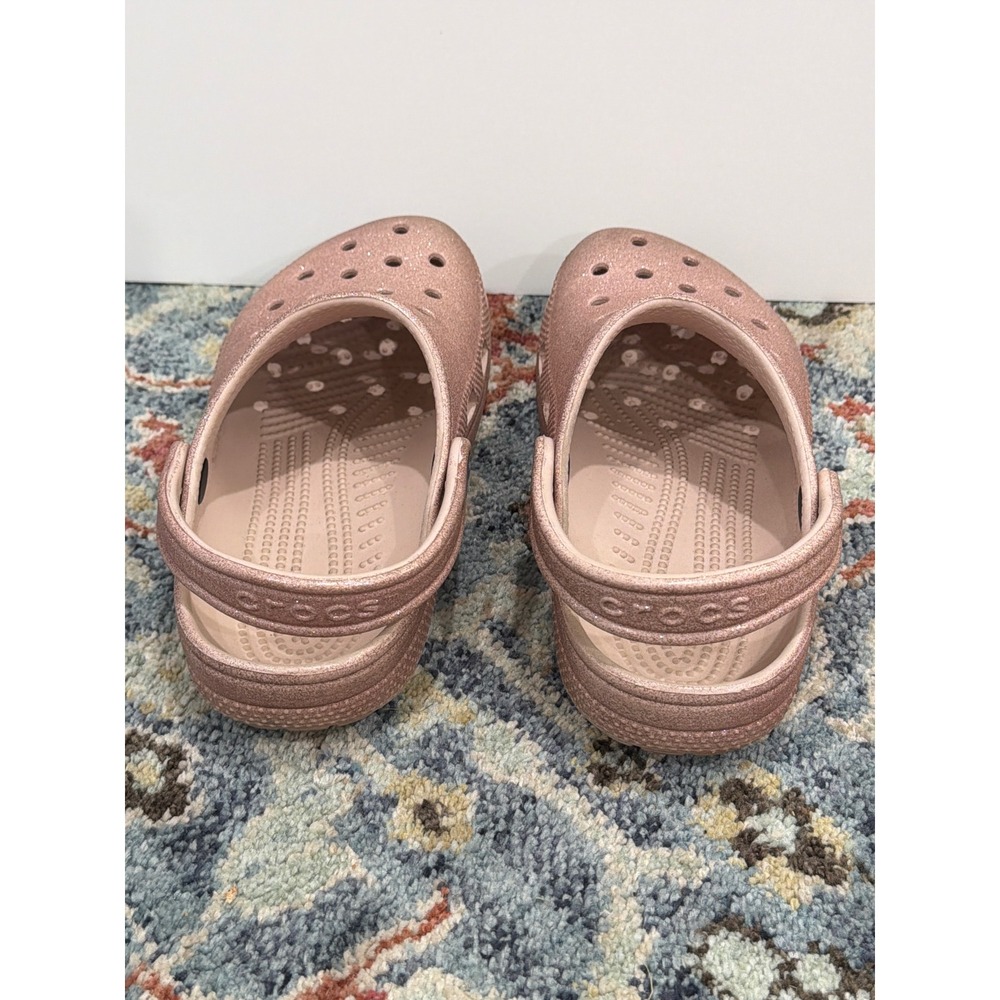 Crocs Classic Clog Girls 4 Rose Gold Glitter Sparkle Comfort - Picture 4 of 10